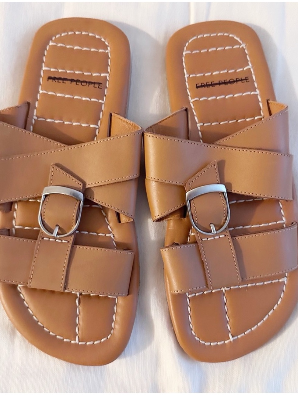Nwob Free People Tan Sloan Buckle Sandals Sz: 7 — image 5 of 6